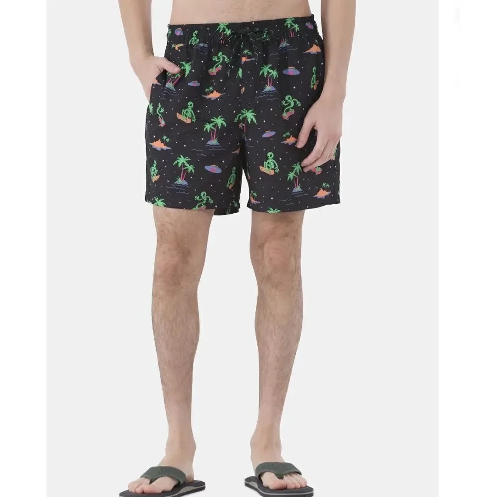 Men's Elastic Waist Swim Trunks Shorts 6
